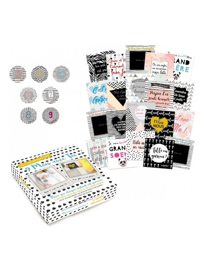 Cartes étapes grossesse, 9 mois avec toi Multicolore - Kiabi