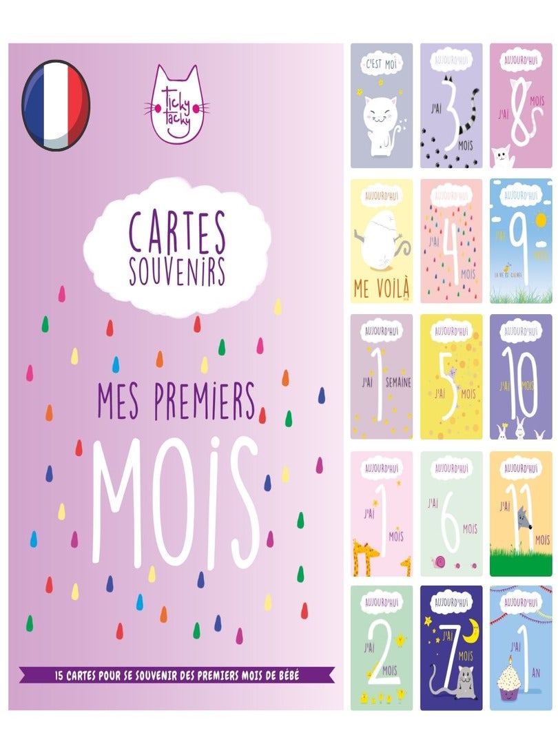 Cartes Souvenirs Pour Les 1ers Mois De Bébé | Joli Cadeau De Naissance Mixte | Fabrication Française N/A - Kiabi