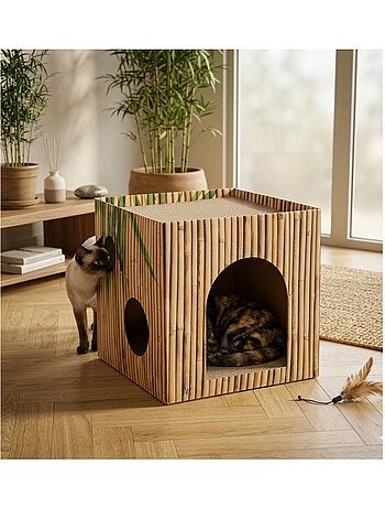 Carton a gratter jamie cube brun pour chat