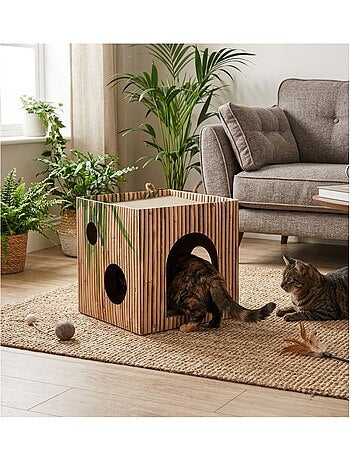 Carton a gratter jamie cube brun pour chat