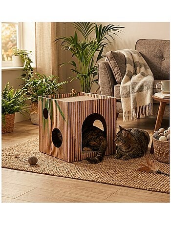 Carton a gratter jamie cube brun pour chat