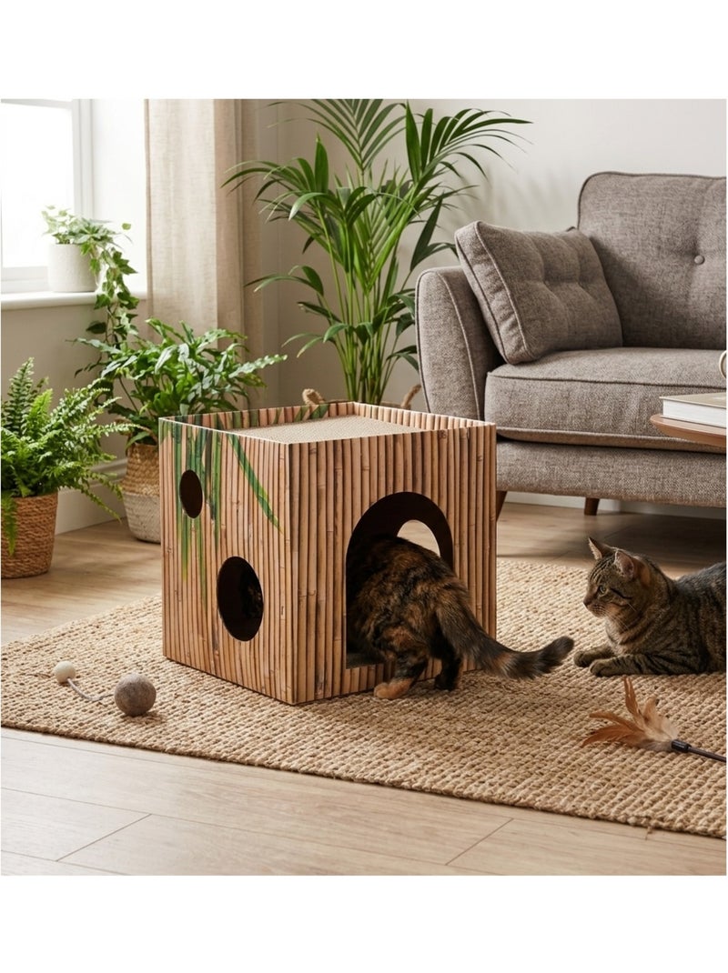 Carton a gratter Jamie Cube brun pour chat Marron - Kiabi