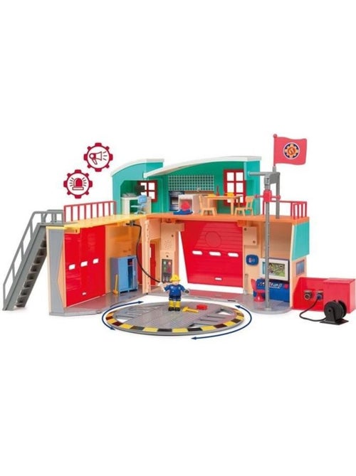 Caserne de pompiers avec figurine, sons et lumières - sam le pompier - smoby - Kiabi