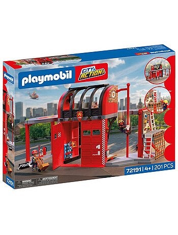 Caserne de pompiers miniature avec héliport - PLAYMOBIL City Action