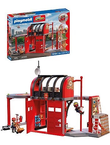 Caserne de pompiers miniature avec héliport - PLAYMOBIL City Action