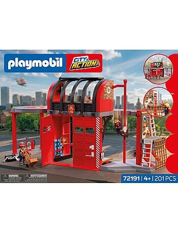 Caserne de pompiers miniature avec héliport - PLAYMOBIL City Action