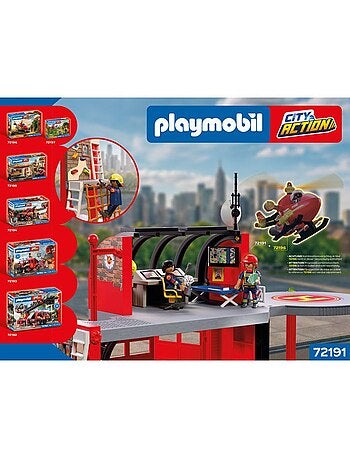 Caserne de pompiers miniature avec héliport - PLAYMOBIL City Action
