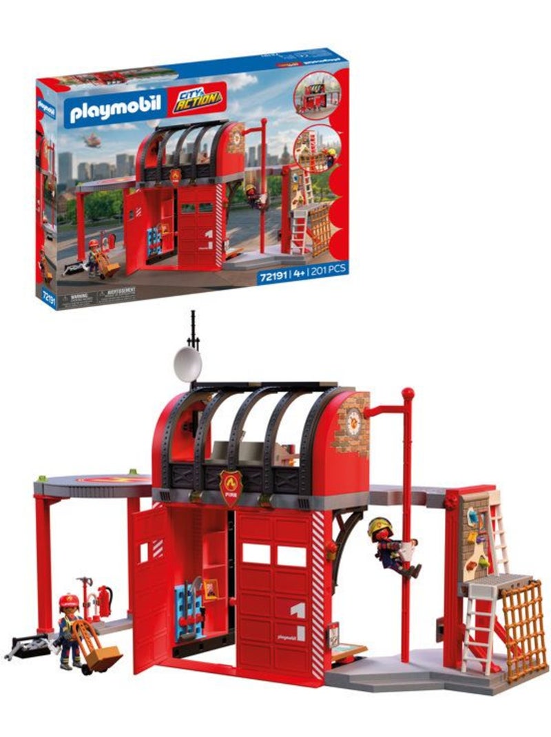 Caserne de pompiers miniature avec héliport - playmobil city action N/A - Kiabi