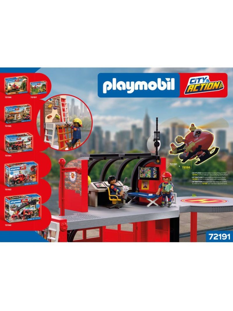 Caserne de pompiers miniature avec héliport - playmobil city action N/A - Kiabi