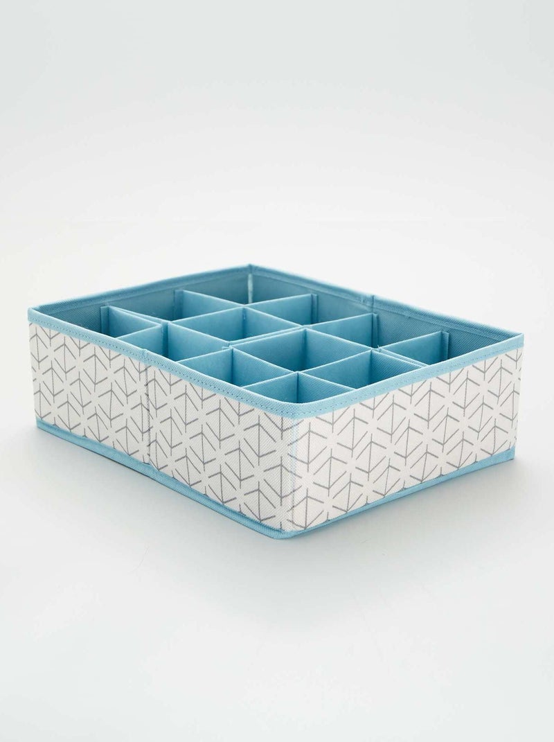 Casier de rangement en tissu blanc/bleu - Kiabi