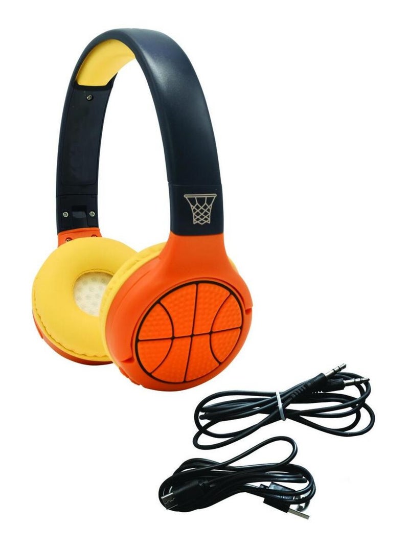 Casque 2 en 1 Basketball Bluetooth et Filaire avec limitation de son Orange - Kiabi