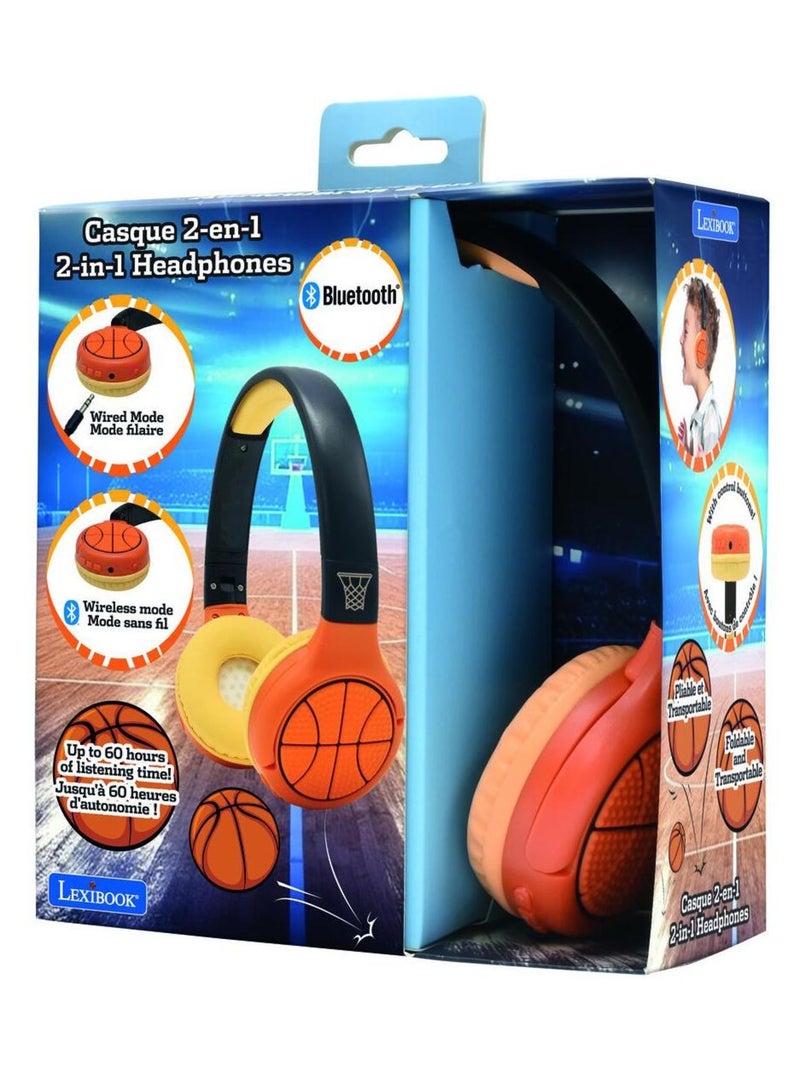 Casque 2 en 1 Basketball Bluetooth et Filaire avec limitation de son Orange - Kiabi