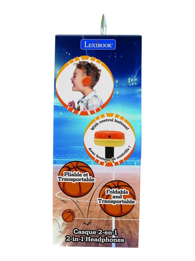 Casque 2 en 1 Basketball Bluetooth et Filaire avec limitation de son Orange - Kiabi