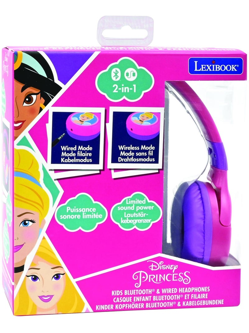 Casque 2 en 1 Disney Princesse Bluetooth et Filaire avec limitation de son Rose - Kiabi