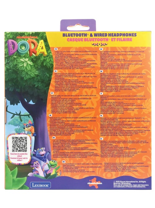 Casque 2 en 1 Dora Bluetooth et Filaire avec limitation de son - Kiabi