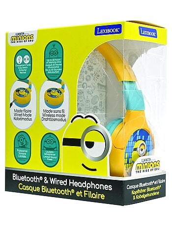 Casque 2 en 1 Les Minions Bluetooth et Filaire avec limitation de son