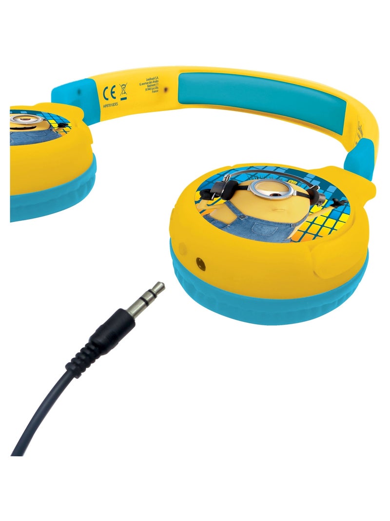 Casque 2 en 1 Les Minions Bluetooth et Filaire avec limitation de son Jaune - Kiabi