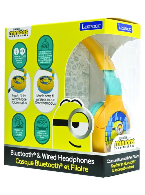 Casque 2 en 1 Les Minions Bluetooth et Filaire avec limitation de son - Kiabi