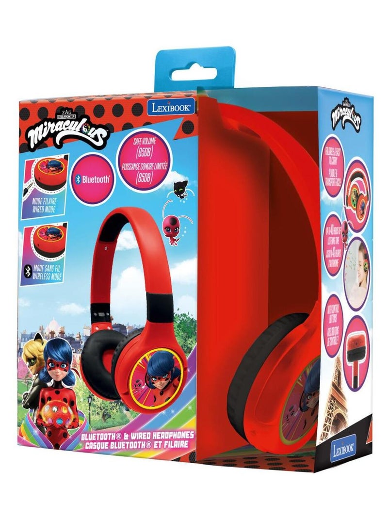 Casque 2 en 1 Miraculous Bluetooth et Filaire confortable et pliable avec limitation de son Rouge - Kiabi