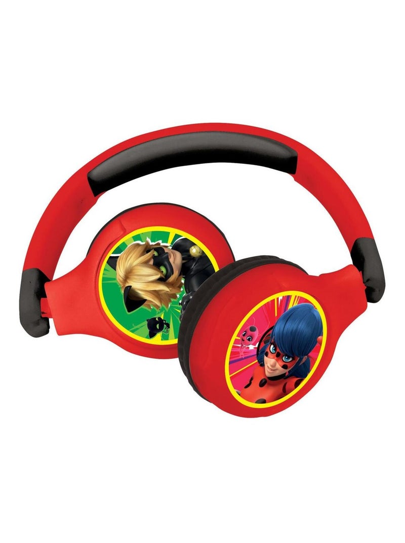 Casque 2 en 1 Miraculous Bluetooth et Filaire confortable et pliable avec limitation de son Rouge - Kiabi