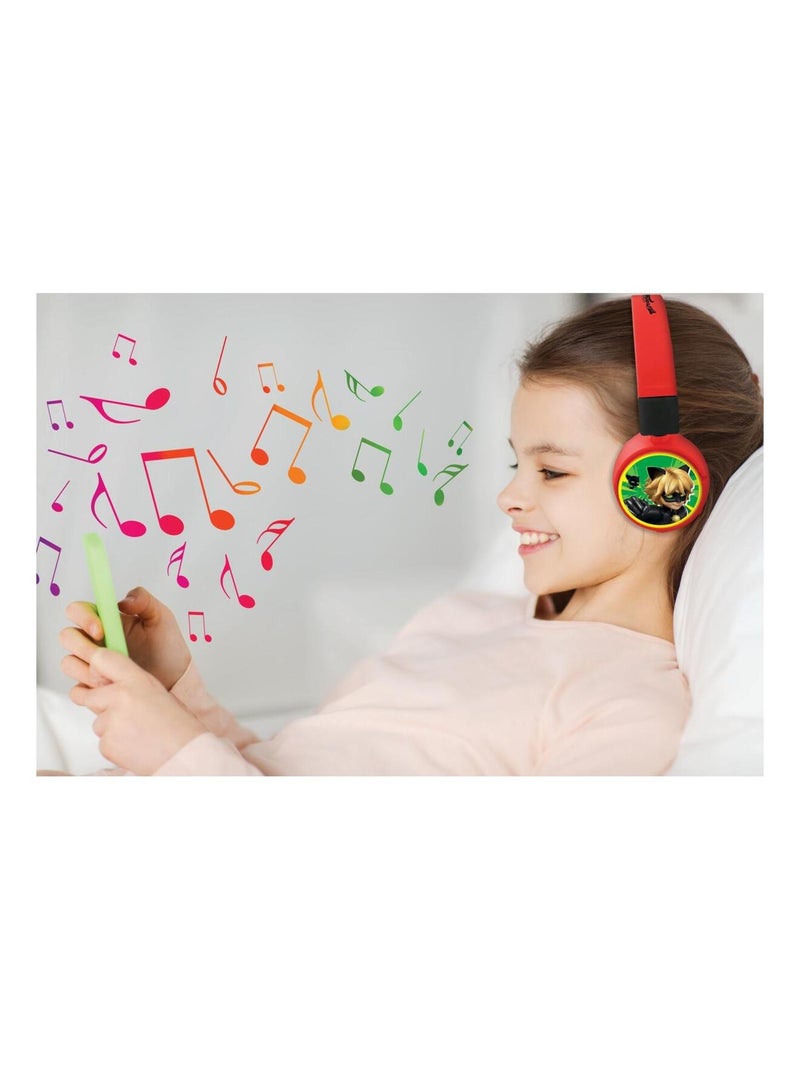 Casque 2 en 1 Miraculous Bluetooth et Filaire confortable et pliable avec limitation de son Rouge - Kiabi