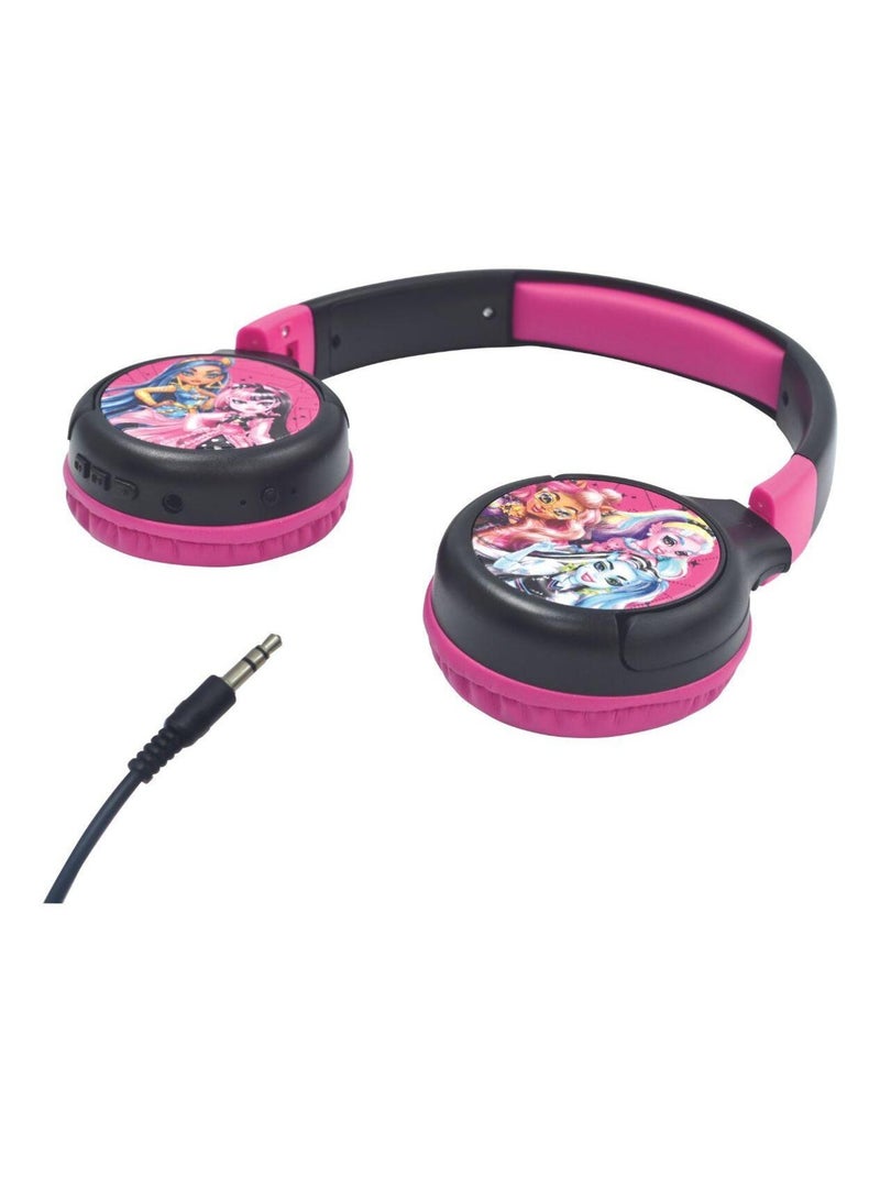 Casque 2 en 1 Monster High Bluetooth et Filaire avec limitation de son Noir - Kiabi