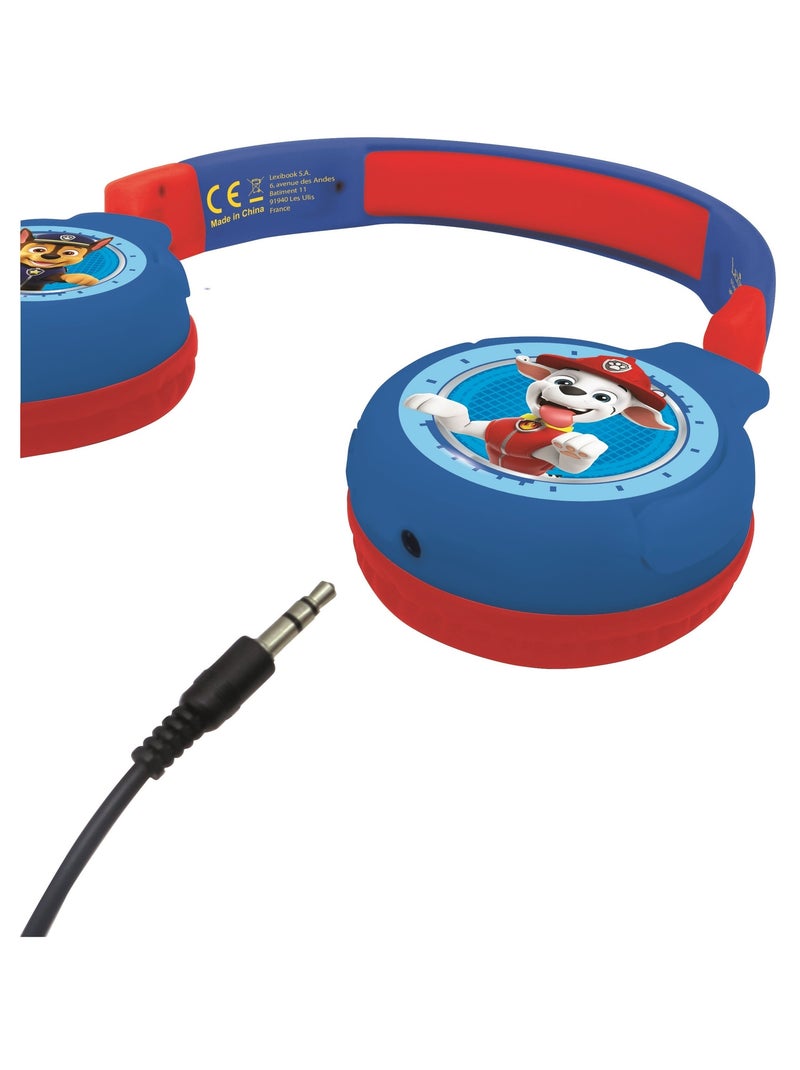 Casque 2 en 1 Pat Patrouille Bluetooth et Filaire confortable et pliable avec limitation de son Bleu - Kiabi