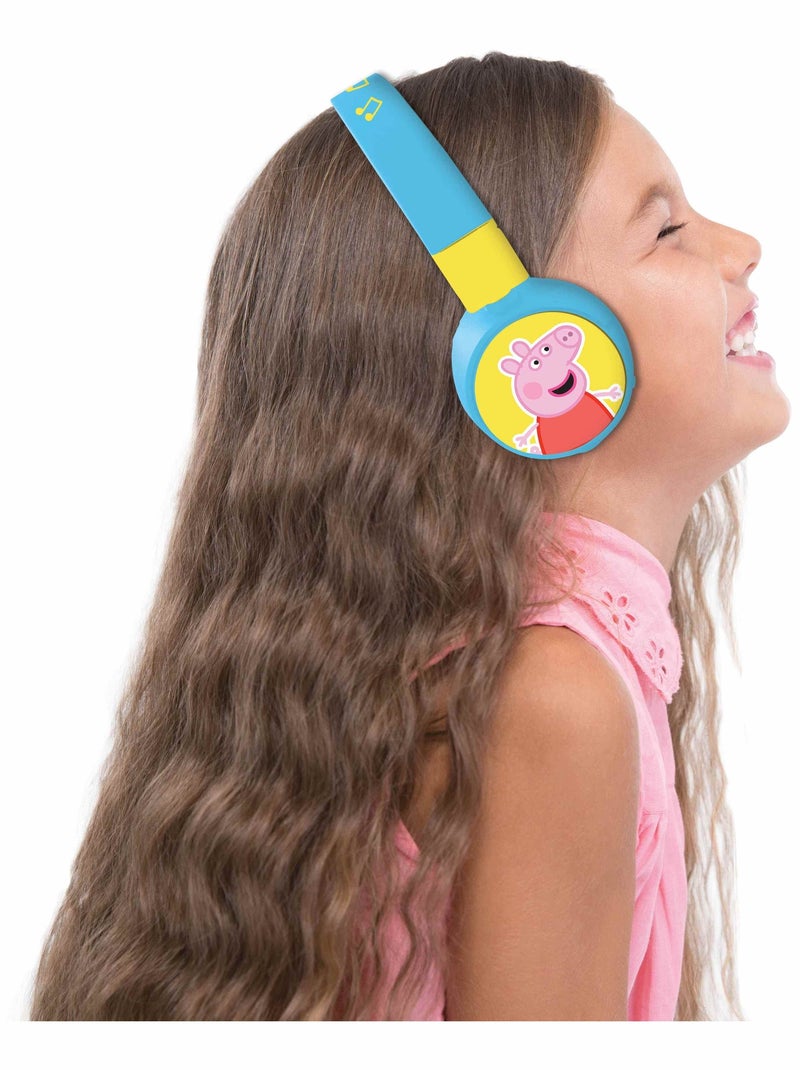 Casque 2 en 1 Peppa Pig Bluetooth et Filaire confortable et pliable avec limitation de son Bleu - Kiabi