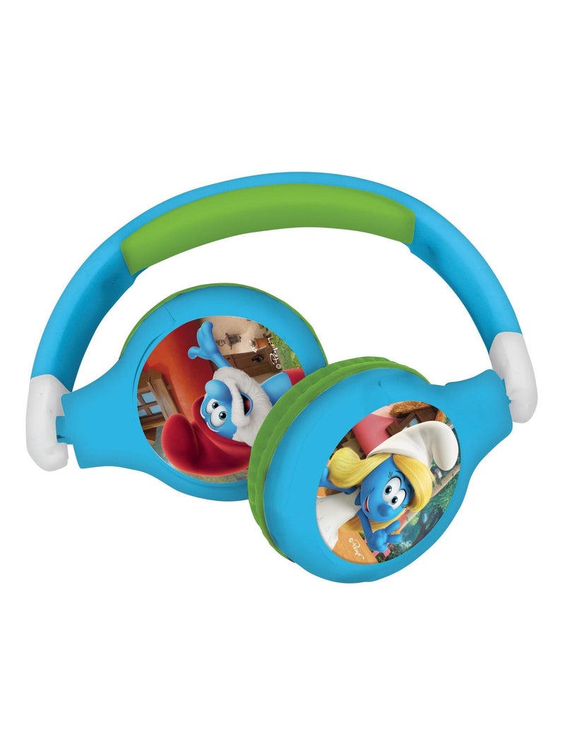 Casque 2 en 1 Schtroumpfs Bluetooth et Filaire avec limitation de son Bleu - Kiabi