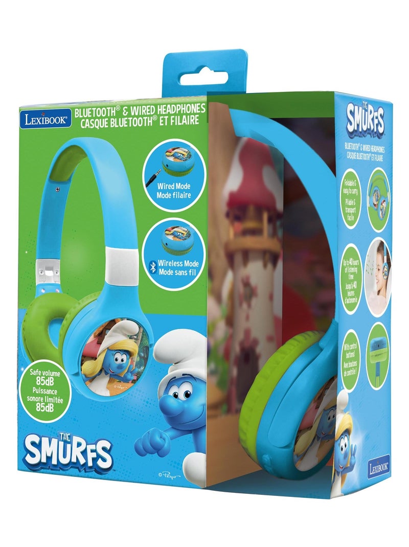 Casque 2 en 1 Schtroumpfs Bluetooth et Filaire avec limitation de son Bleu - Kiabi