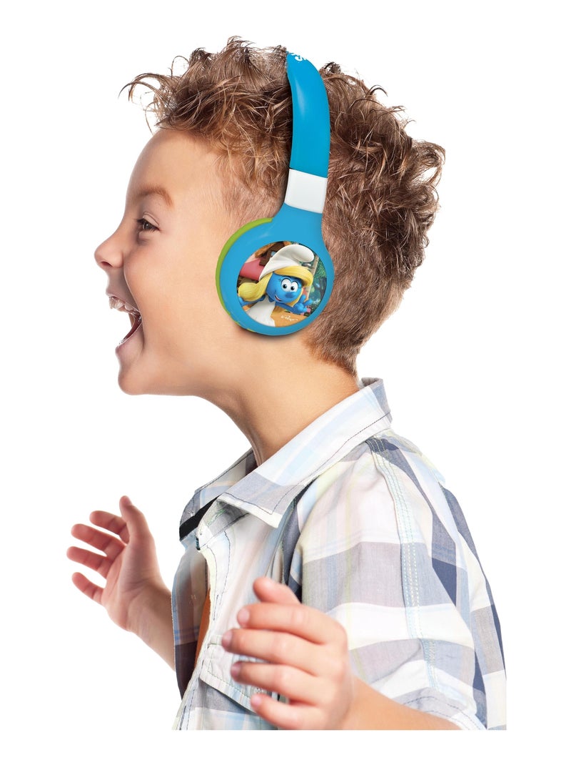 Casque 2 en 1 Schtroumpfs Bluetooth et Filaire avec limitation de son Bleu - Kiabi