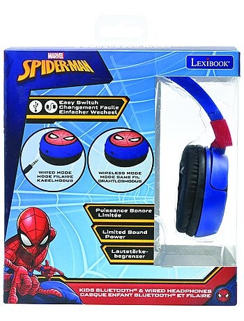 Casque 2 en 1 SpiderMan Bluetooth et Filaire avec limitation de son