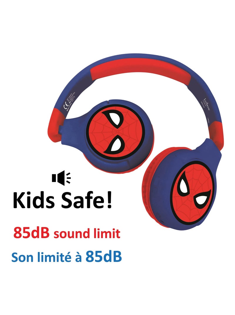 Casque 2 en 1 SpiderMan Bluetooth et Filaire avec limitation de son Bleu - Kiabi