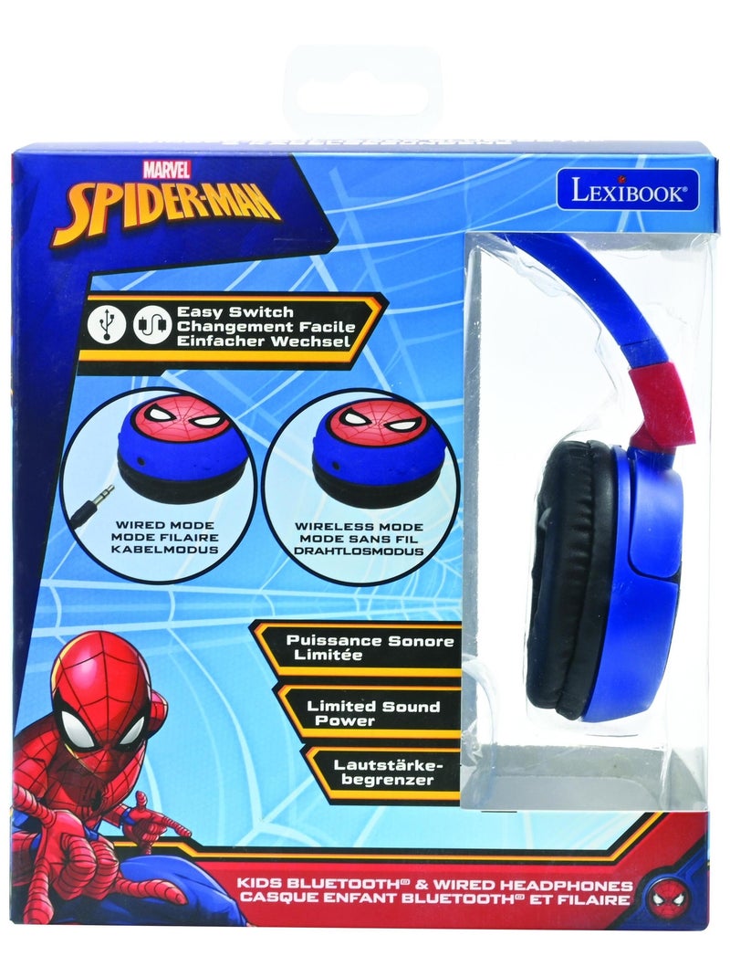Casque 2 en 1 SpiderMan Bluetooth et Filaire avec limitation de son Bleu - Kiabi