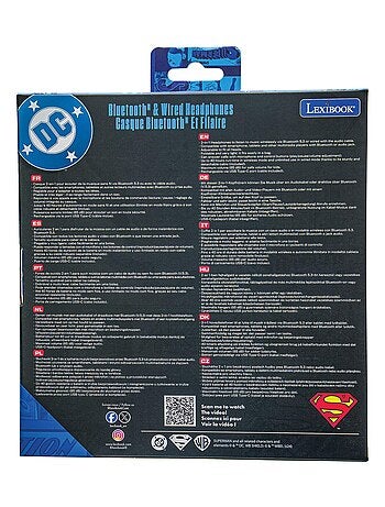 Casque 2 en 1 Superman Bluetooth et Filaire avec limitation de son