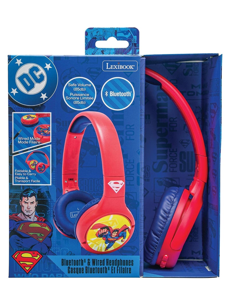 Casque 2 en 1 Superman Bluetooth et Filaire avec limitation de son Rouge - Kiabi