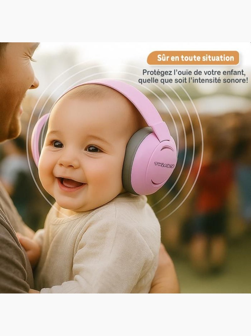 Casque anti-bruit bébé - baby muffy 23 db certifié ce - twinky Rose - Kiabi