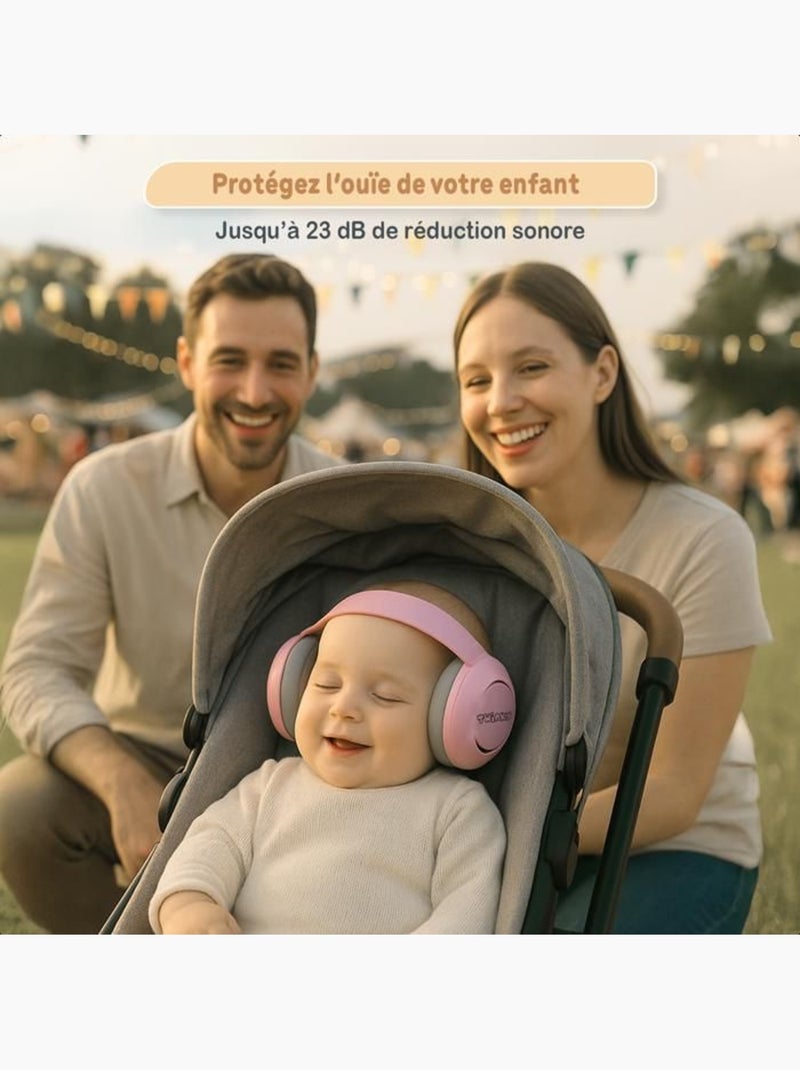 Casque anti-bruit bébé - baby muffy 23 db certifié ce - twinky Rose - Kiabi