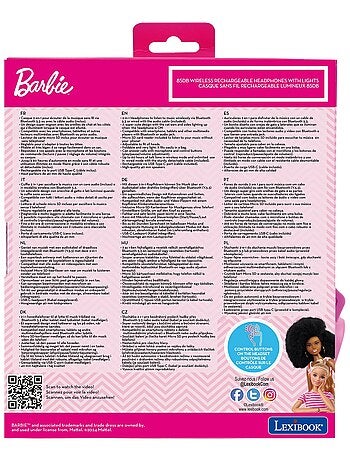 Casque Barbie sans fil rechargeable lumineux avec oreilles de chat