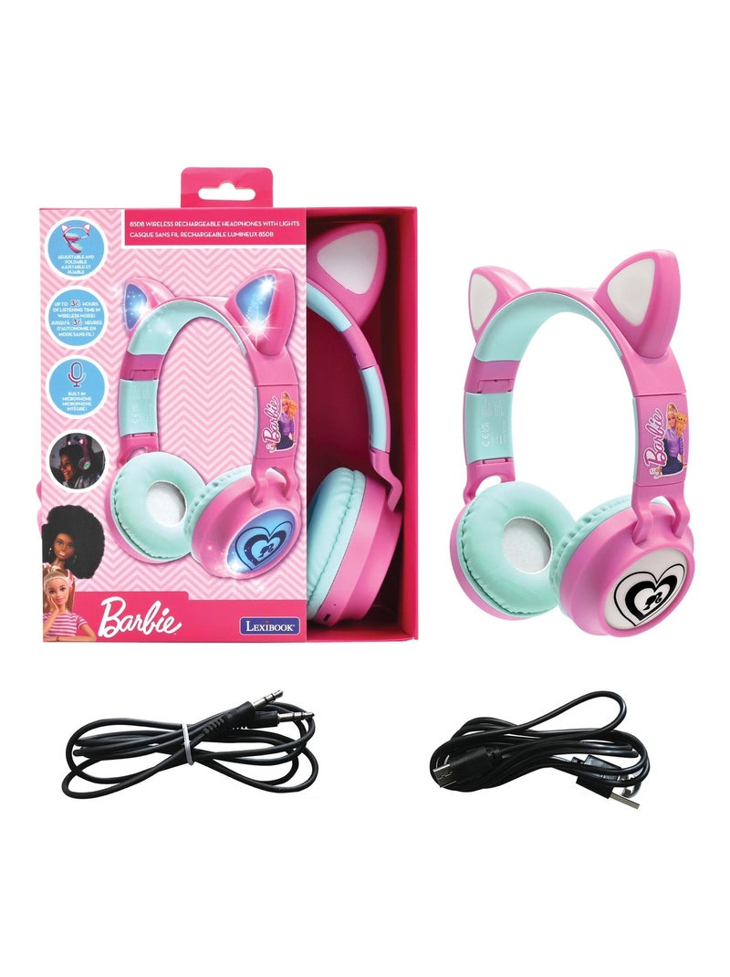 Casque Barbie sans fil rechargeable lumineux avec oreilles de chat Rose - Kiabi