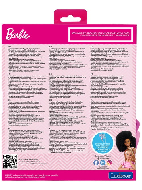 Casque Barbie sans fil rechargeable lumineux avec oreilles de chat - Kiabi