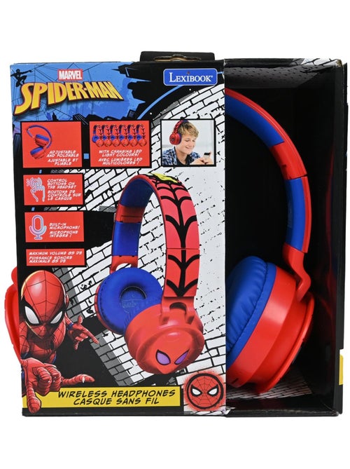 Casque Bluetooth Spiderman avec effets lumineux et limitation de son 85dB - Kiabi
