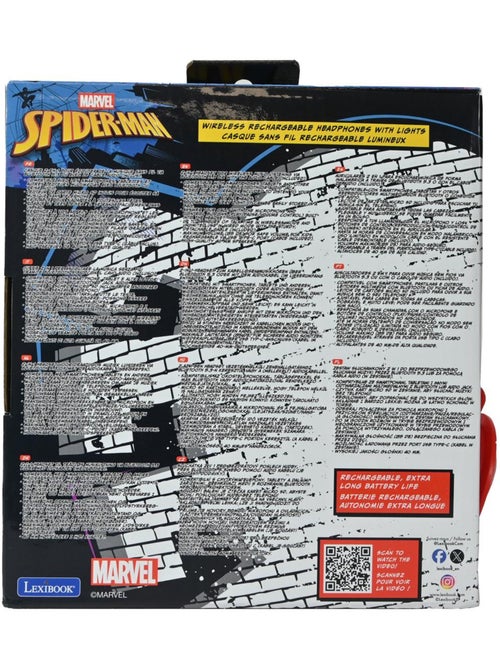 Casque Bluetooth Spiderman avec effets lumineux et limitation de son 85dB - Kiabi