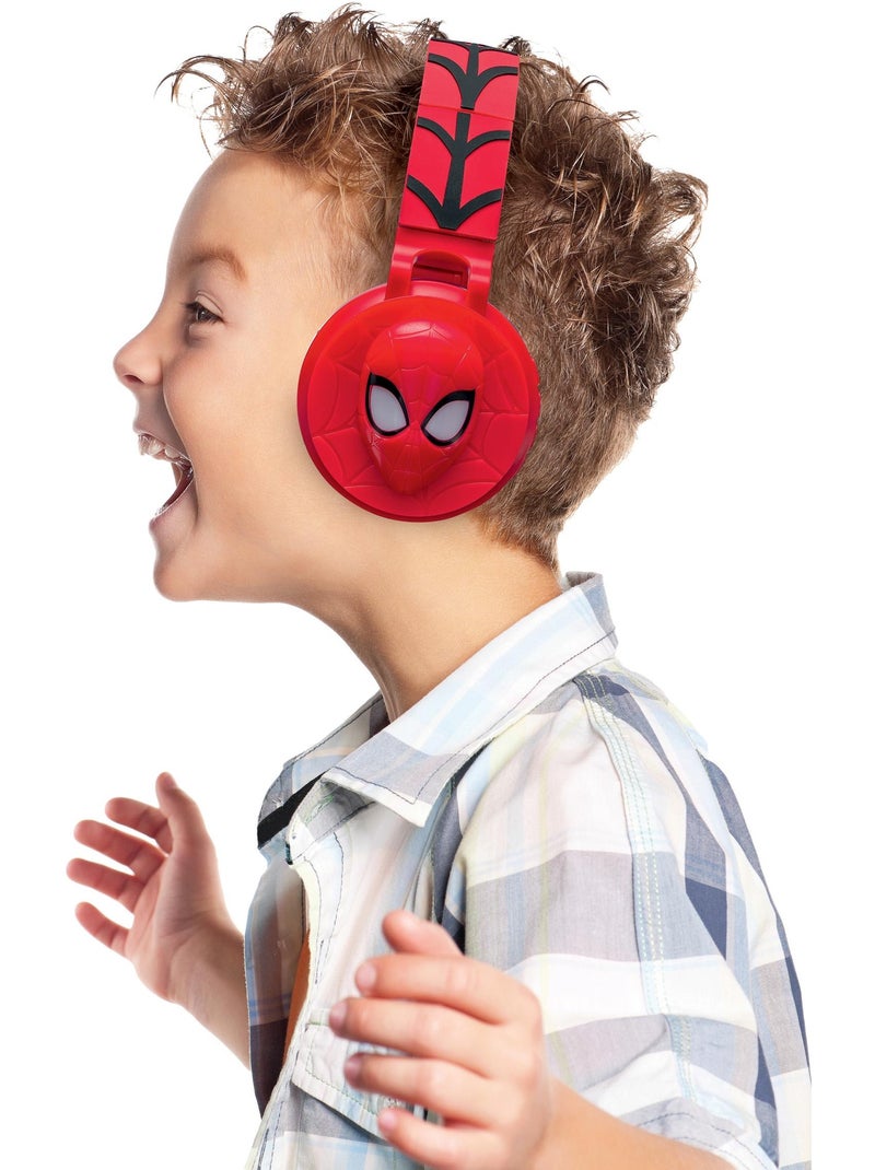 Casque Bluetooth Spiderman avec effets lumineux et limitation de son 85dB Rouge - Kiabi