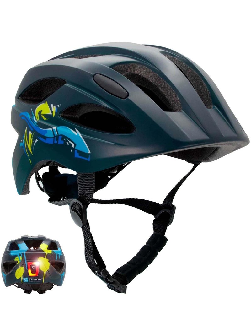 Casque de Vélo pour enfants de 6 à 12 ans | Flèche Noir| Certifié EN1078 Noir Vert Bleu - Kiabi