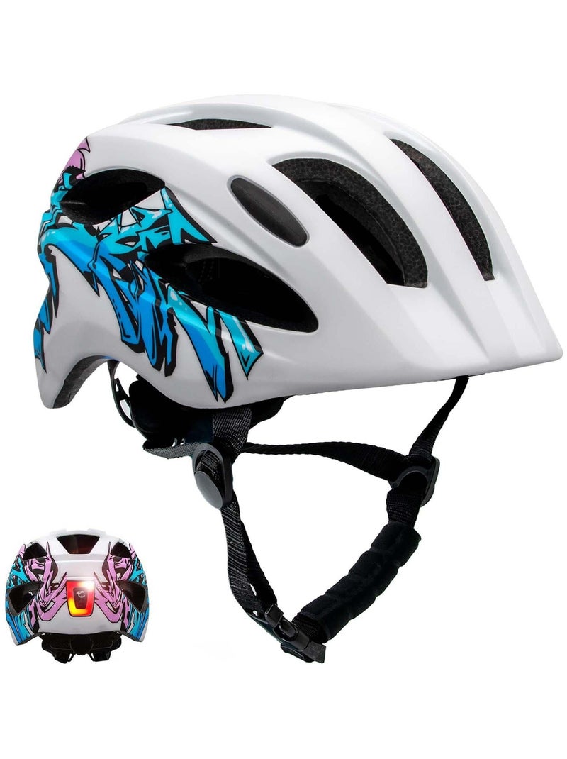 Casque de Vélo pour enfants de 6 à 12 ans | Graffiti Bleu | Certifié EN1078 Blanc Bleu - Kiabi
