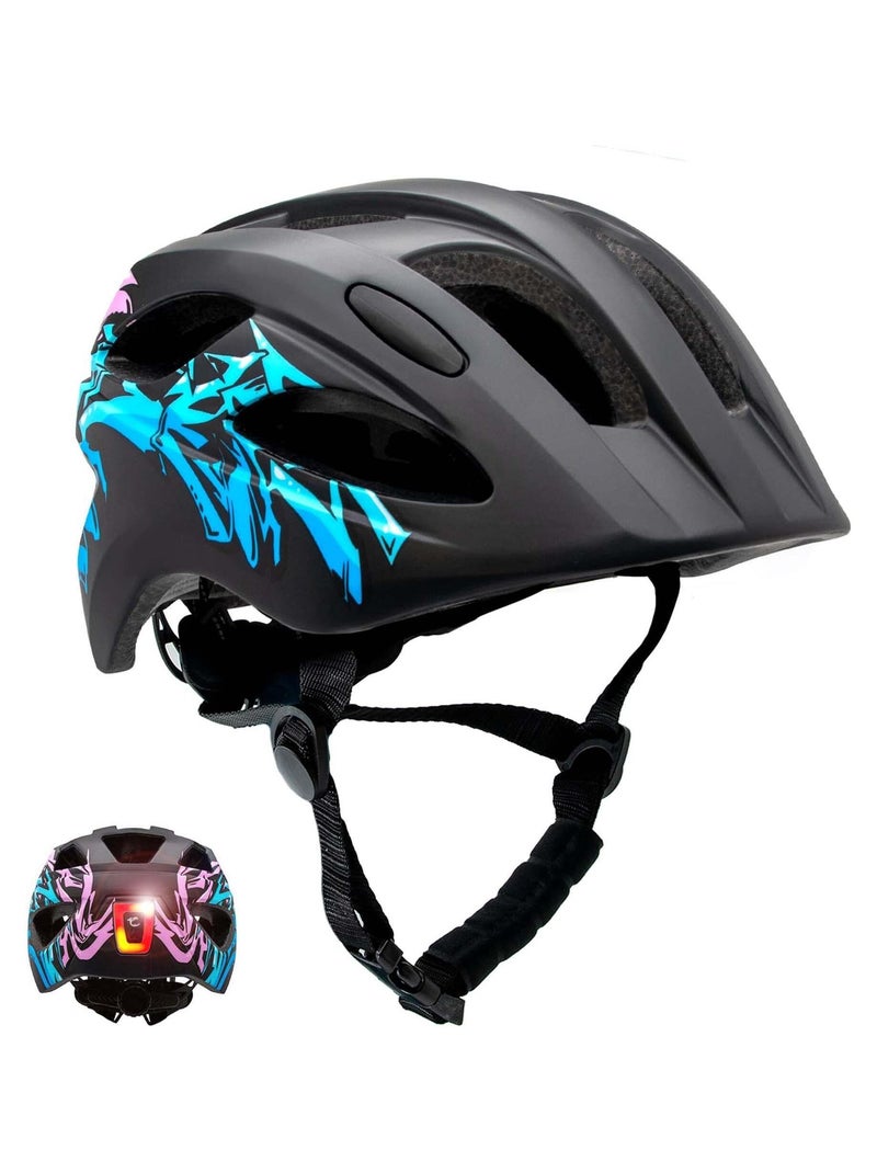 Casque de Vélo pour enfants de 6 à 12 ans | Graffiti Bleu| Certifié EN1078 Noir Bleu - Kiabi