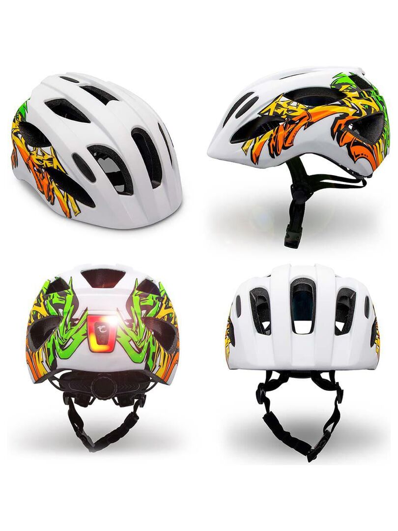 Casque Enfant Plusawa Certifié EN1078 – Vélo, Roller, Trottinette, 50-60 Cm, Avec Stickers 3D Et Sac De Transport