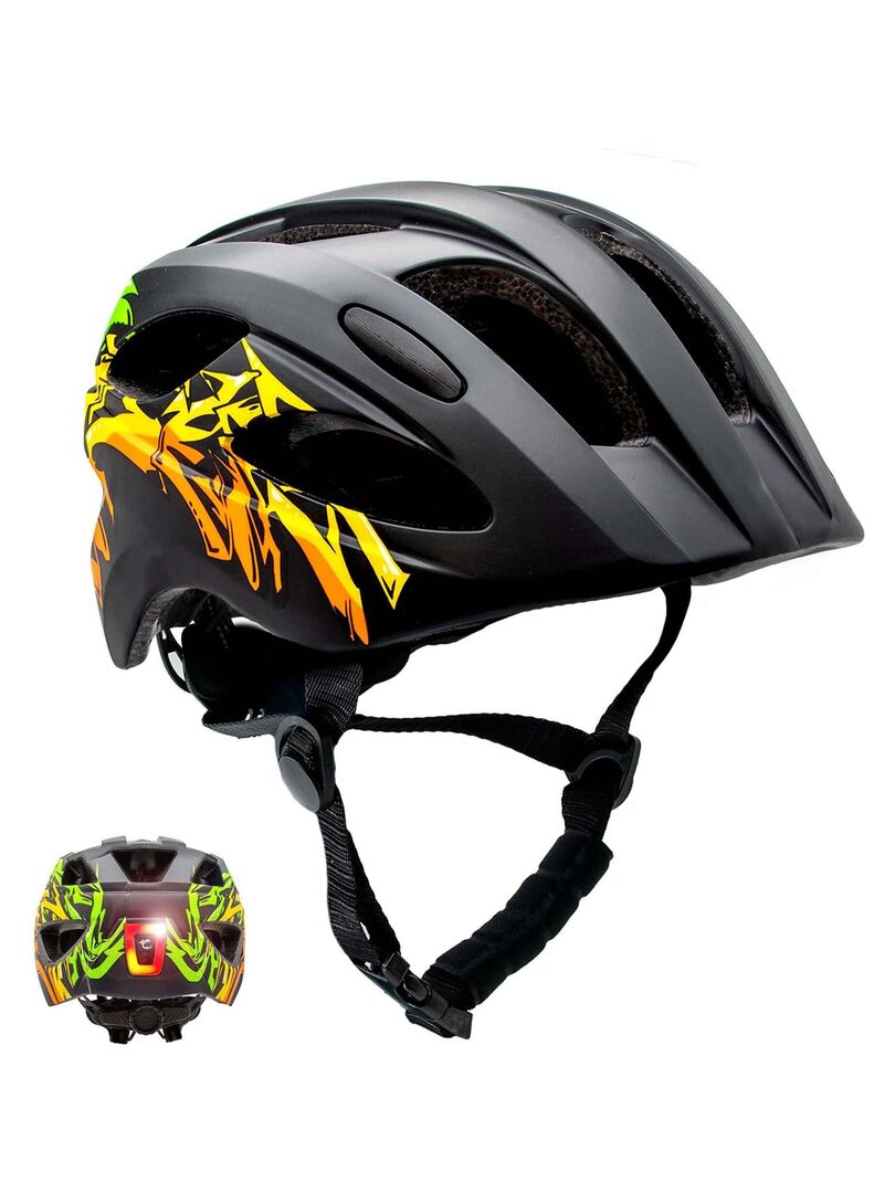 Casque de Velo pour enfants de 6 a 12 ans Graffiti Noir Certifie EN1078 Noir Jaune Kiabi nu