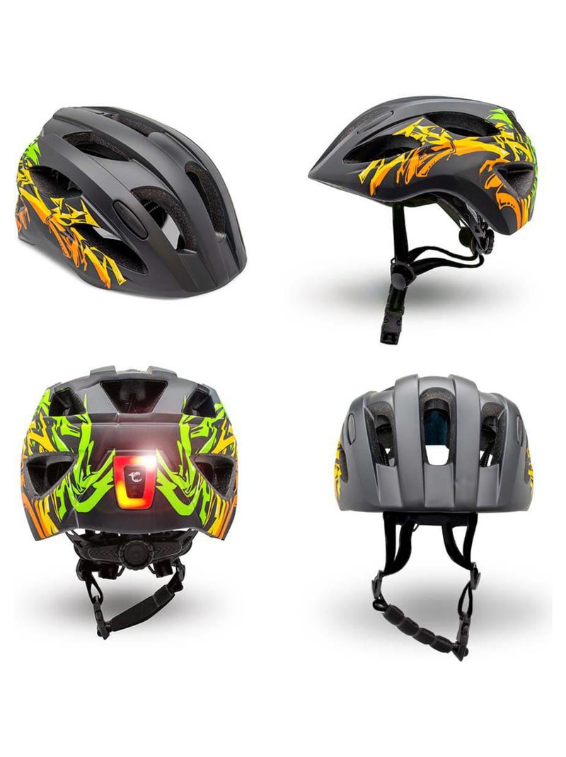 Casque de Vélo pour enfants de 6 à 12 ans | Graffiti Noir| Certifié EN1078 Noir Jaune - Kiabi